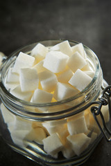 Sugar cubes in jar 