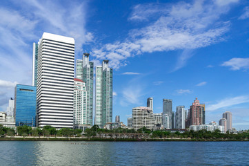 Fototapeta premium Bangkok city - Cityscape downtown Business district urban tower area , landscape Bangkok Thailand
