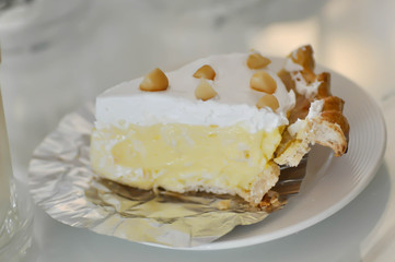 cheese pie or cheese tart with macadamia