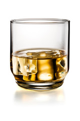 Glass of whisky isolated on white background