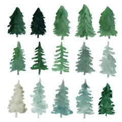 Fir-trees silhouettes isolated