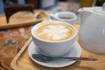 Coffee, tea and chocolate cake