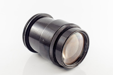 photo lens on white background