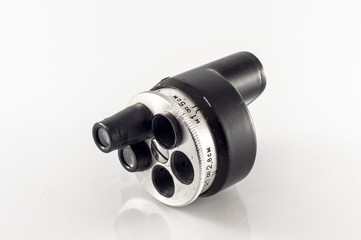 black binoculars on white background