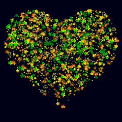 Colored autumn flying leaves on a black background The idea of bright background, wallpaper, packaging, cover, tile, textiles