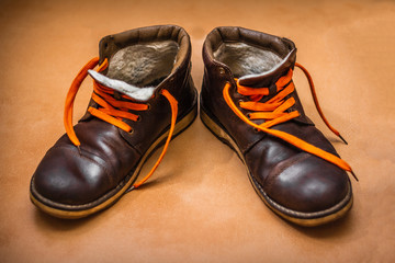 Old winter warm shoes