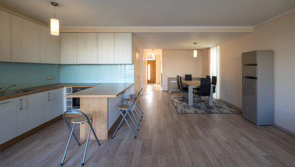 7501179 Modern home interior. Fitted kitchen in the house. The interior of the room.