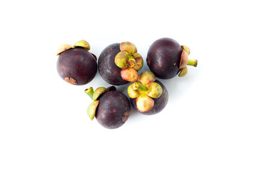 Closeup of Mangosteen isolated on the white background