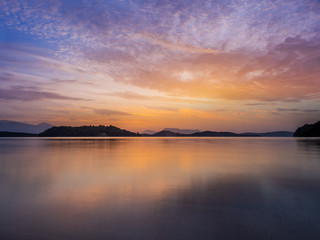 Sunrise on the bay of Nidri in Lefkas island Greece