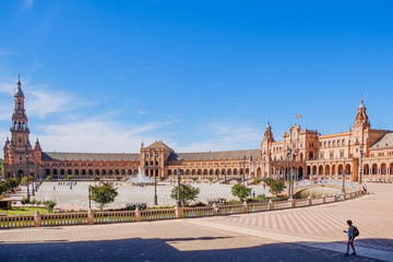 Fototapeta premium Landscape view of Plaza de España, Seville, Spain.