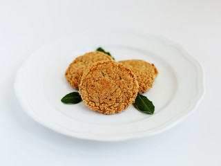Chickpea balls on white plate