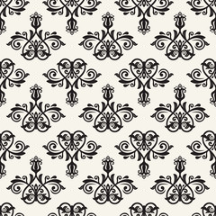 Classic seamless pattern. Damask orient black ornament. Classic vintage background