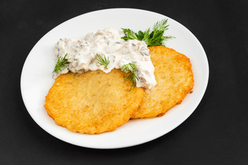 potato pancakes with sauce