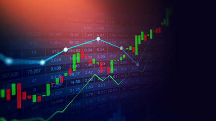 Stock market or forex trading graph in graphic double exposure