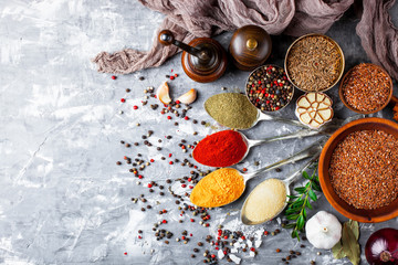Naklejka na ściany i meble Spices and condiments for food