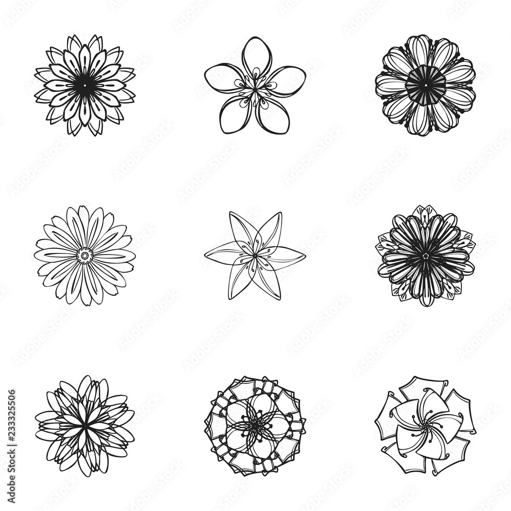 Poster spring flower icon set. simple set of 9 spring flower vector icons for web design isolated on white 