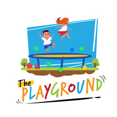 trampoline jump. kid jumpin on trampoline with 