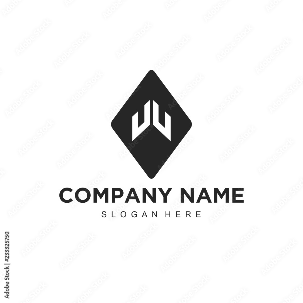 Poster w initial logo template vector