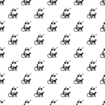 Blind man wheelchair dog pattern seamless vector repeat for any web design
