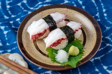Sushi tako Japanese octopus.
