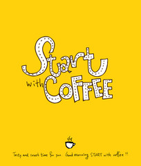 Obraz premium 카페 포스터 / 손으로 그린 커피 그림