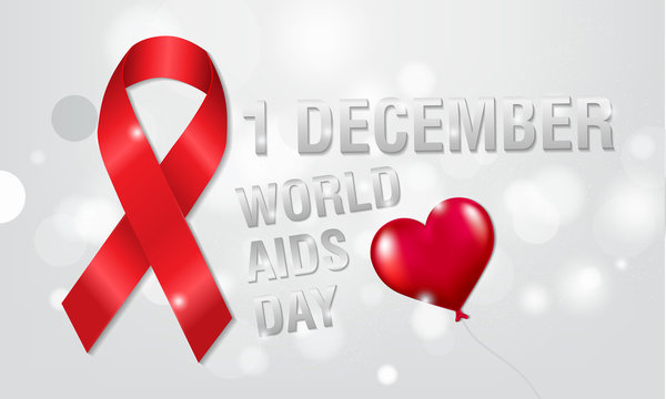 December 1st, world aids day concept. Red ribbon or hiv ribbon. Aids awareness. vector eps 10