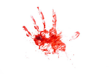 blood or paint hand isolated on white background,graphic resources,halloween concept - obrazy, fototapety, plakaty