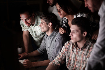 business team at the workplace at night