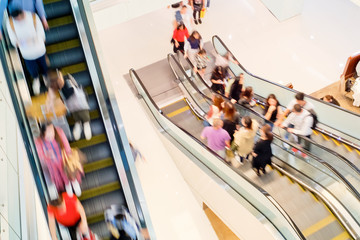 Motion escalators at the modern shopping mall
