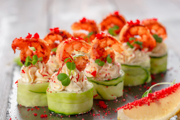 fresh sushi on rustic wooden table