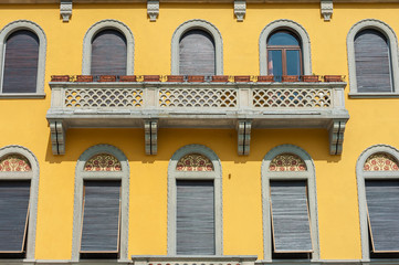 exterior of classic architecture in lake Como, Italy