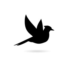 Black Bird icon or logo silhouette isolated on white 