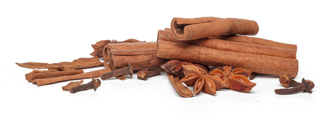 Cinnamon sticks isolated on white background