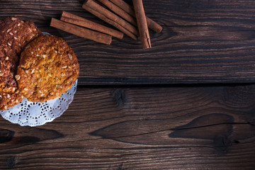 oat cookies on a old wooden background