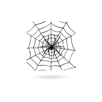 Black Scary spider web background. icon or logo