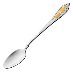 Silver spoon small for baptism with a relief gold pattern on the handle