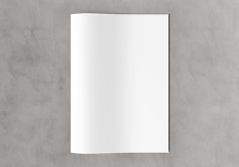 A4 blank paper sheet mockup on concrete 3D rendering