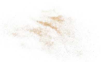 Desert sand pile, dune isolated on white background and texture, with clipping path, top view