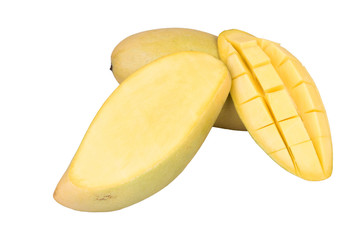 Delicious ripe mango fruit , mango on white background.