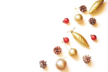 Flat lay Christmas and New Year decoration