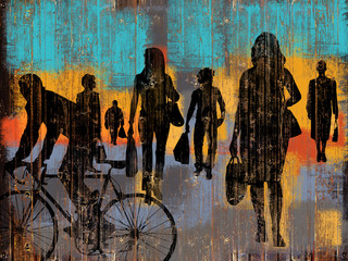 people are walking in the street  © rikirennes