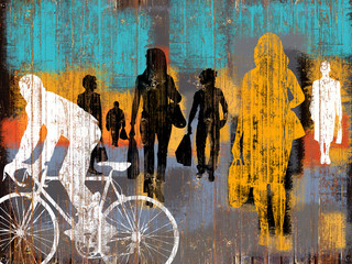 people are walking in the street  © rikirennes