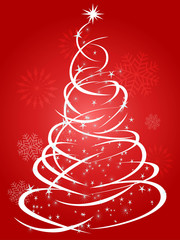 red Christmas tree background