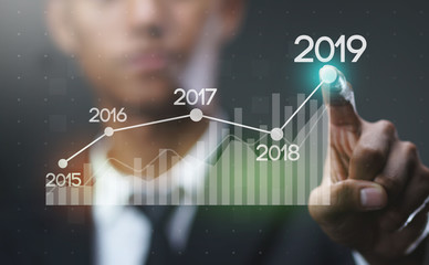 Businessman Showing Growing Statistic Financial 2019
