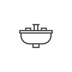 Sink with faucet outline icon. linear style sign for mobile concept and web design. Bathroom washbasin mixer tap simple line vector icon. Symbol, logo illustration. Pixel perfect vector graphics