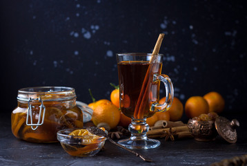 tangarine marmalade jam. dark food photo style