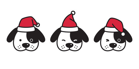 dog vector Christmas french bulldog Santa Claus hat Xmas icon puppy head cartoon character logo illustration