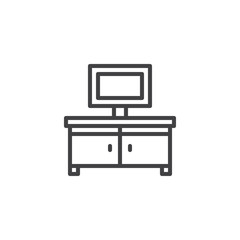 Tv table outline icon. linear style sign for mobile concept and web design. TV stand simple line vector icon. Symbol, logo illustration. Pixel perfect vector graphics
