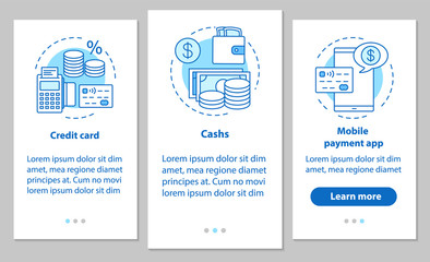 Fototapeta na wymiar Banking onboarding mobile app page screen with linear concepts
