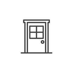 Door with window outline icon. linear style sign for mobile concept and web design. Entrance door simple line vector icon. Symbol, logo illustration. Pixel perfect vector graphics